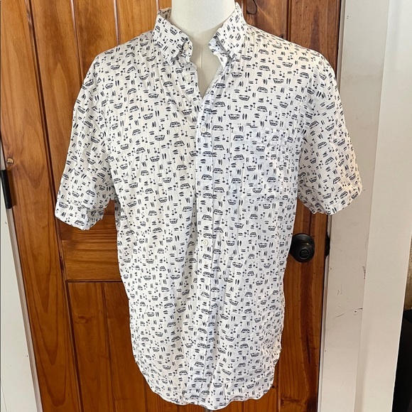 Old Navy Other - Old Navy The Classic Shirt Slim Fit XL Stretch White Blue Surf palm tree print